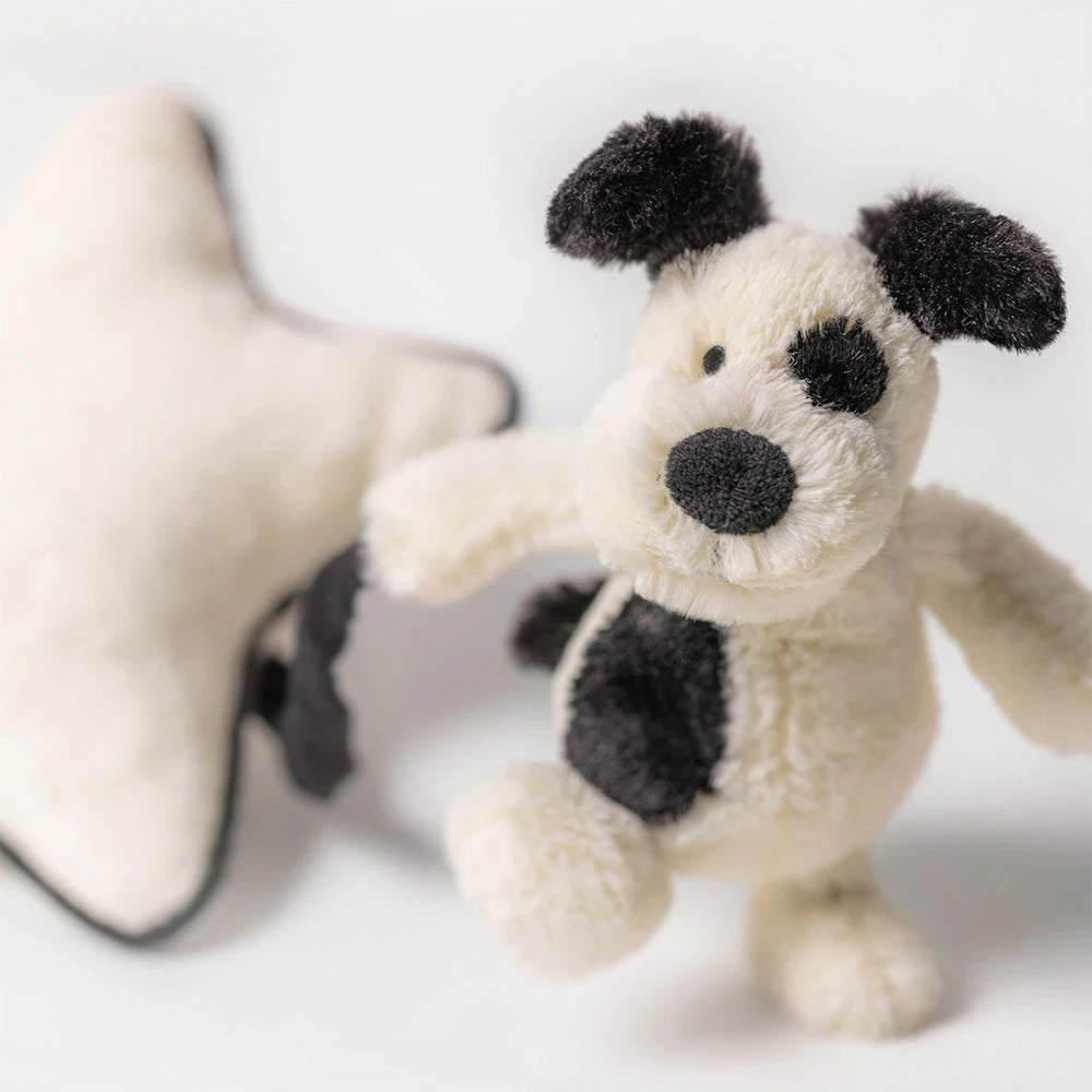 Bashful Rufferty Black & Cream Puppy Musical Pull